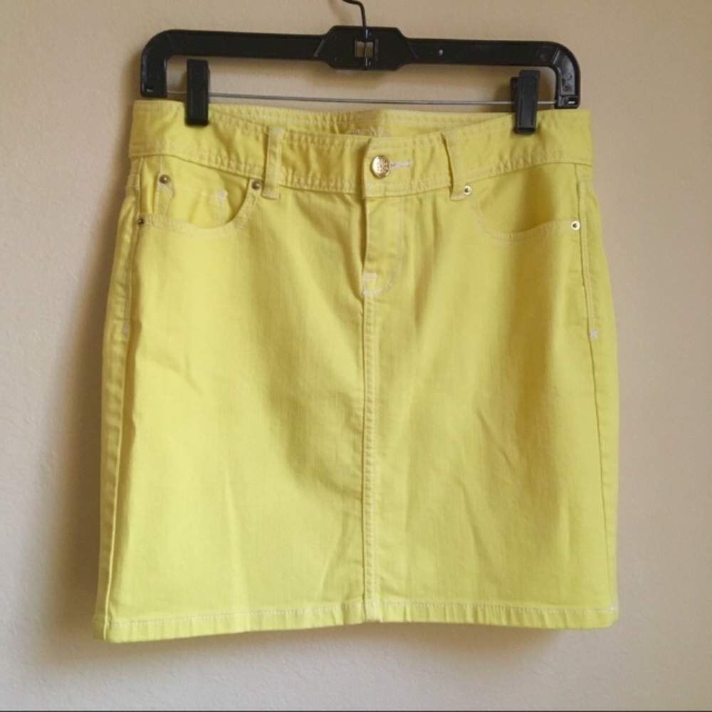 ☀️CACHE yellow denim skirt